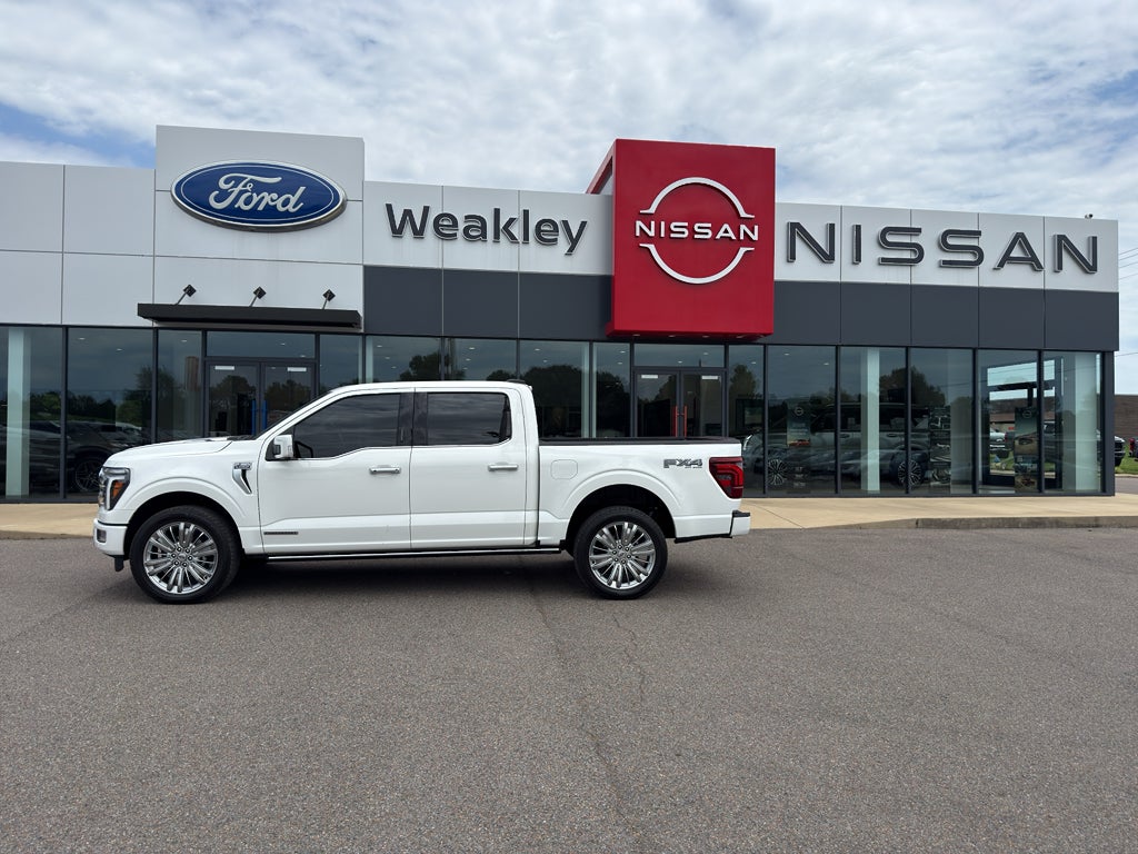 2024 Ford F-150 Platinum in Star White Metallic Tri-Coat — front three-quarter view