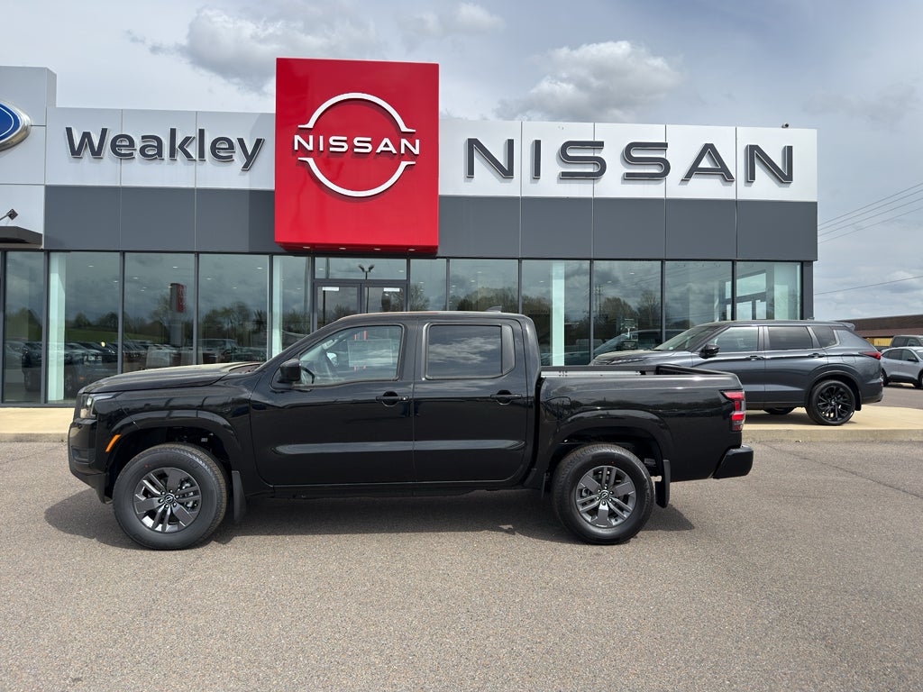 2026 Nissan Frontier SV in Super Black — front three-quarter view