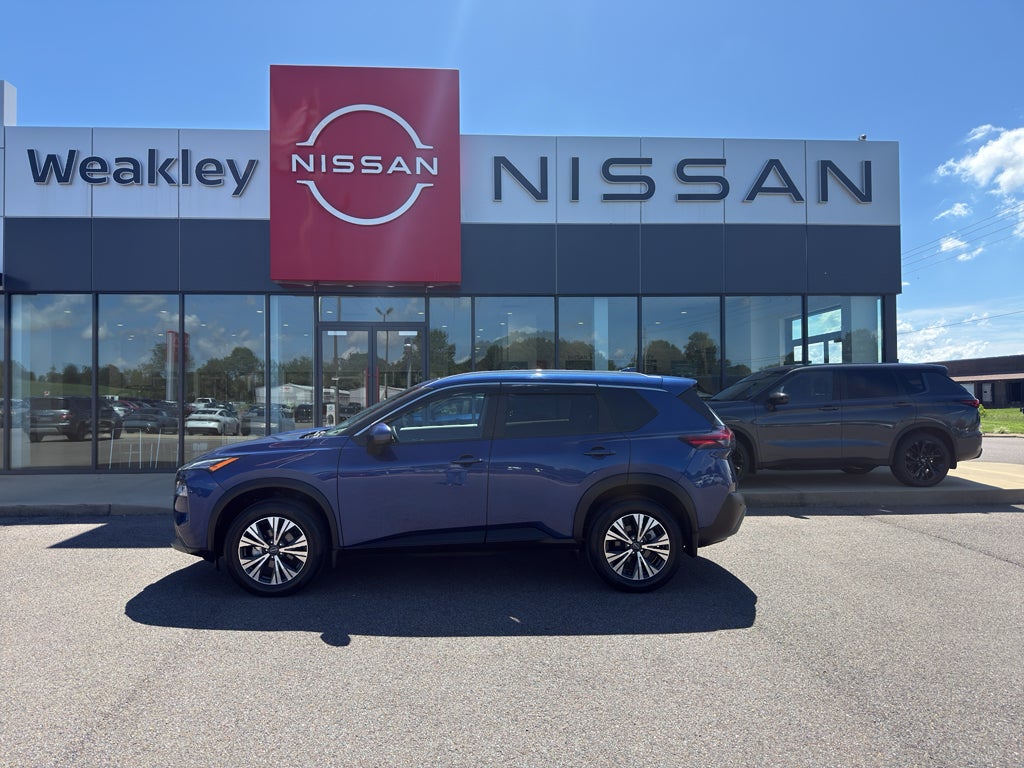 2023 Nissan Rogue SV in Caspian Blue Metallic — front three-quarter view